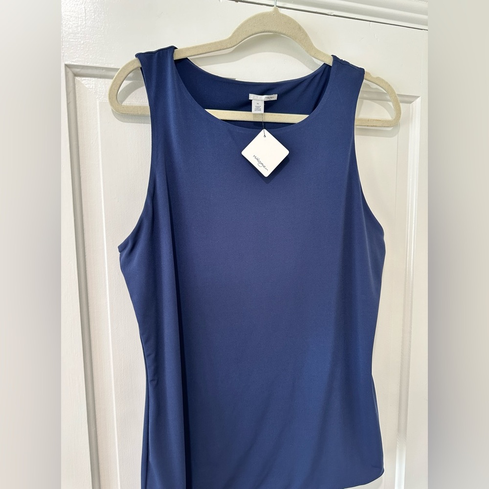 Halogen sleeveless navy blue soft blouse top nwt cami